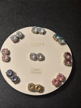 LOFT Pink and Multicolor Cubic Zirconia Stud Earring Set - Women Jewelry